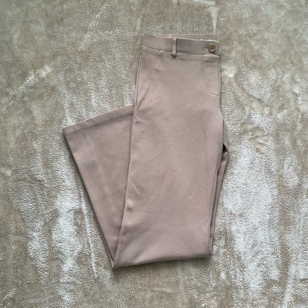 Betabrand Straight Leg Pants in Light Mauve Taupe